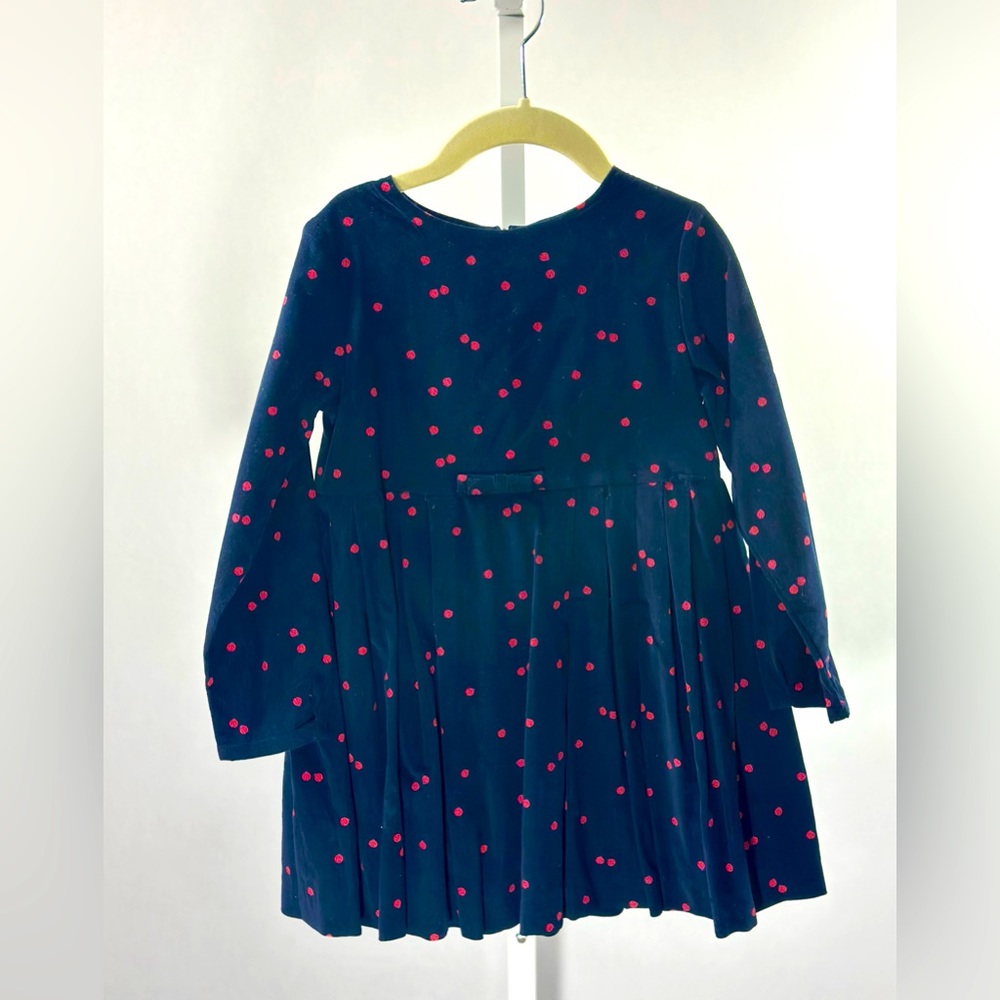 JACADI - Blue and Red Ladybug Corduroy Dress
